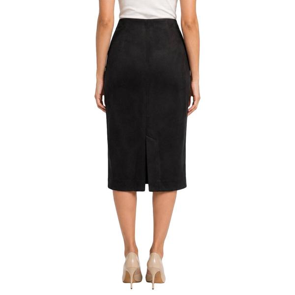 Womens Zac & Rachel Solid Suede Midi Skirt with Pockets