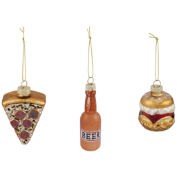 Northlight 3pc. Pizza Burger and Beer Glass Christmas Ornaments