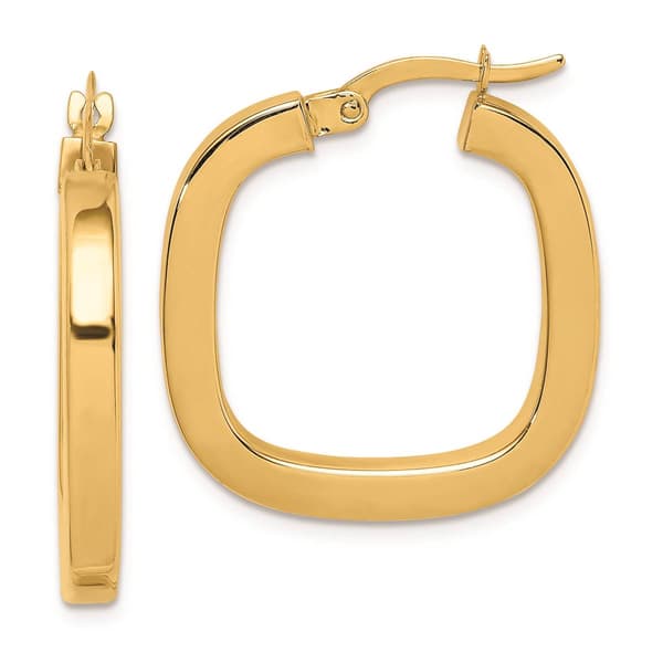Gold Classics&#40;tm&#41; 14kt. Square Tube Hollow Hoop Earrings - image 