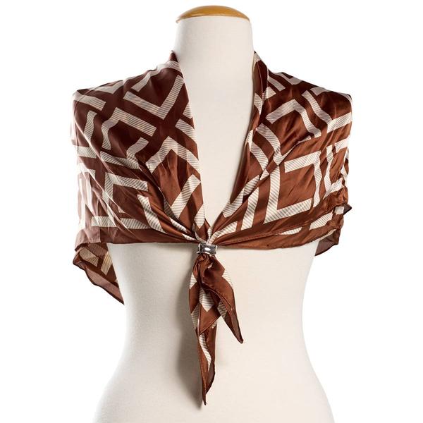 Womens Jessica McClintock Abstract Scarf with Silver Ring