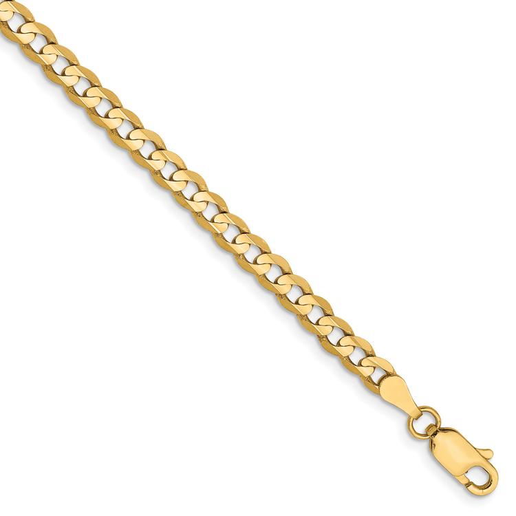 Mens Gold Classics(tm) 3.8mm. 14kt. Open Concave Curb Chain Bracelet