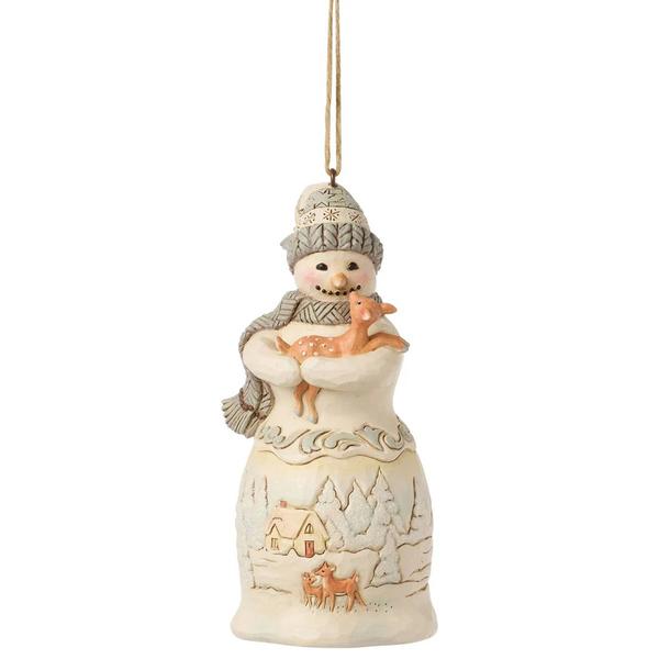 Jim Shore Woodland Snowman Holding Fawn Ornament