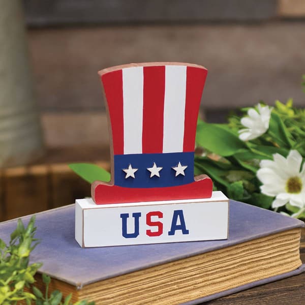 Wooden USA Uncle Sam Hat Sitter