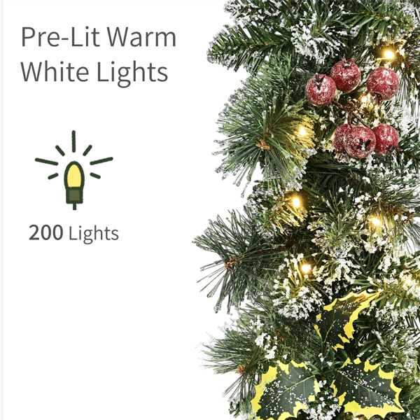 Puleo International 20ft LED Adorned Snowy Silverton Pine Garland