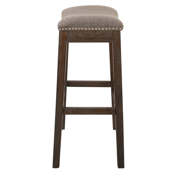 New Ridge Home Goods Sadie Weathered Wood Bar-Height Barstool