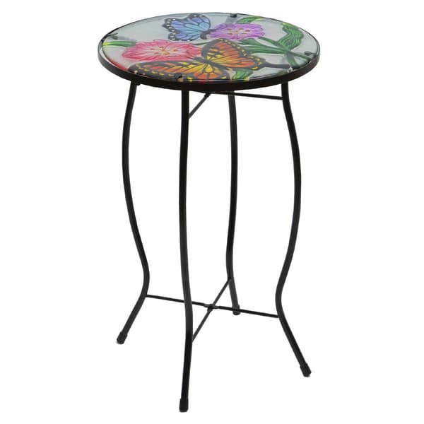 Northlight Seasonal 19in. Floral and Butterfly Patio Side Table