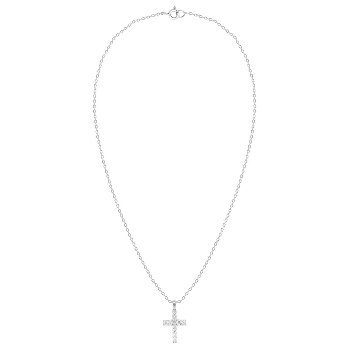 Nova Star® Sterling Silver Lab Grown Diamond Cross Pendant
