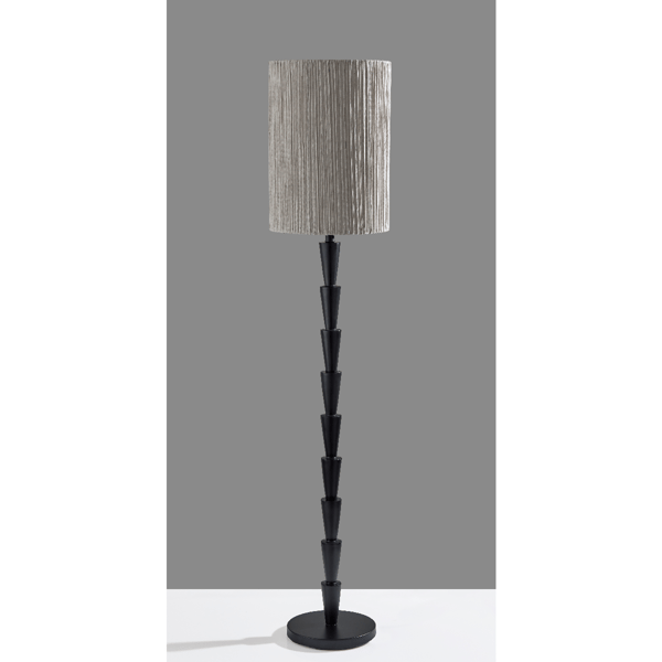 Adesso Amos Floor Lamp with Soft Pleated Oatmeal Linen Shade