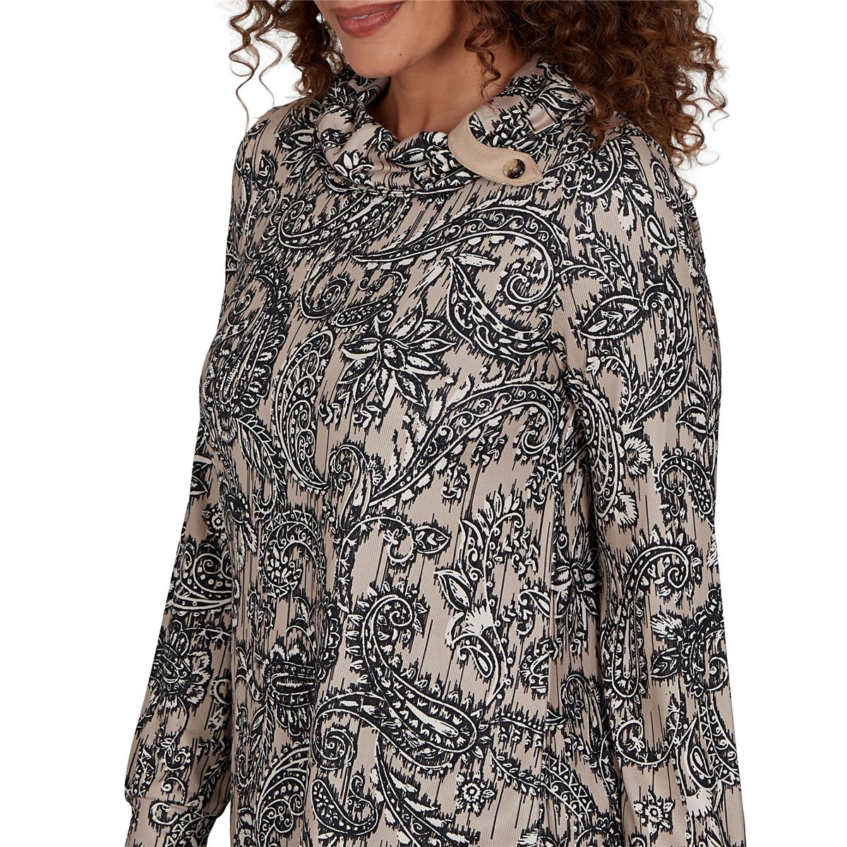 Womens Skye’s the Limit Champagne Holiday Paisley Sweater