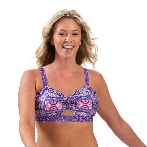 Womens Dolfin(R) Aquashape Patchwork Tie-Front Bikini Swim Top - image 