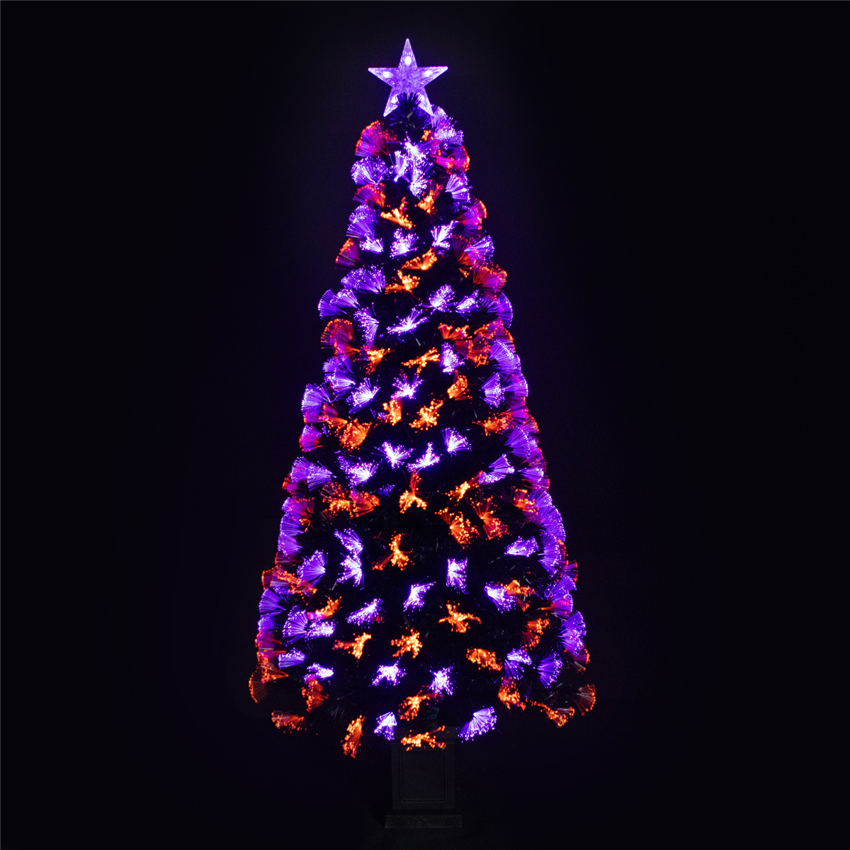 Open Video Modal for Northlight 6ft. Black Fiber Optic LED Pine Potted Halloween Tree