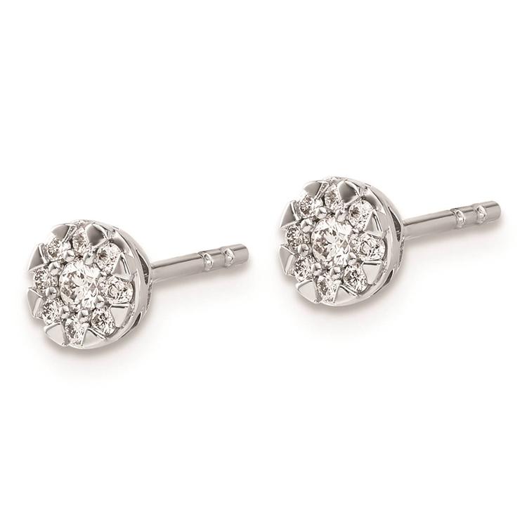 Pure Fire 14kt. White Gold Lab Grown Diamond Cluster Earrings