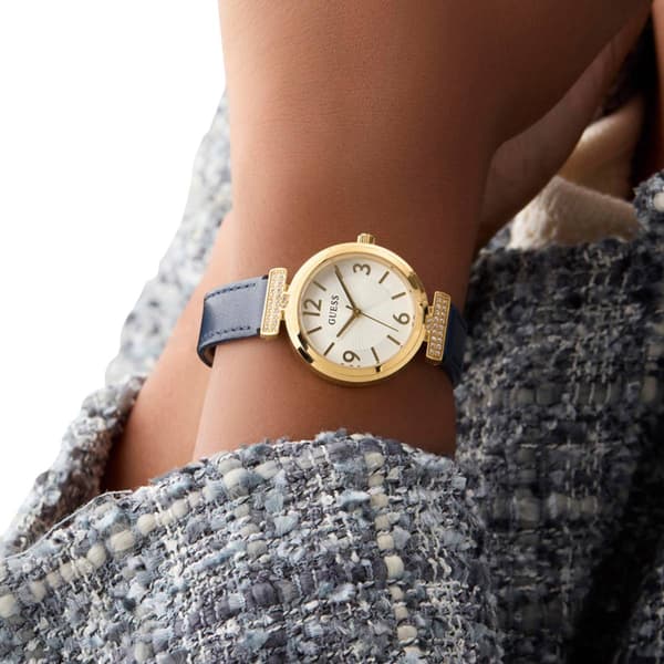 Womens GUESS Gold-Tone Crystal Watch - GW0614L5