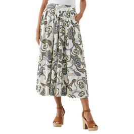 Womens Ella Rafaella&#40;R&#41; Batik Print Linen Blend Full Midi Skirt