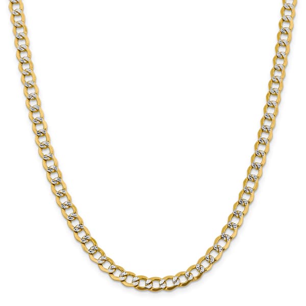 Mens Gold Classics&#8482; 6.75mm. 14k Semi Solid Pave Curb Bracelet