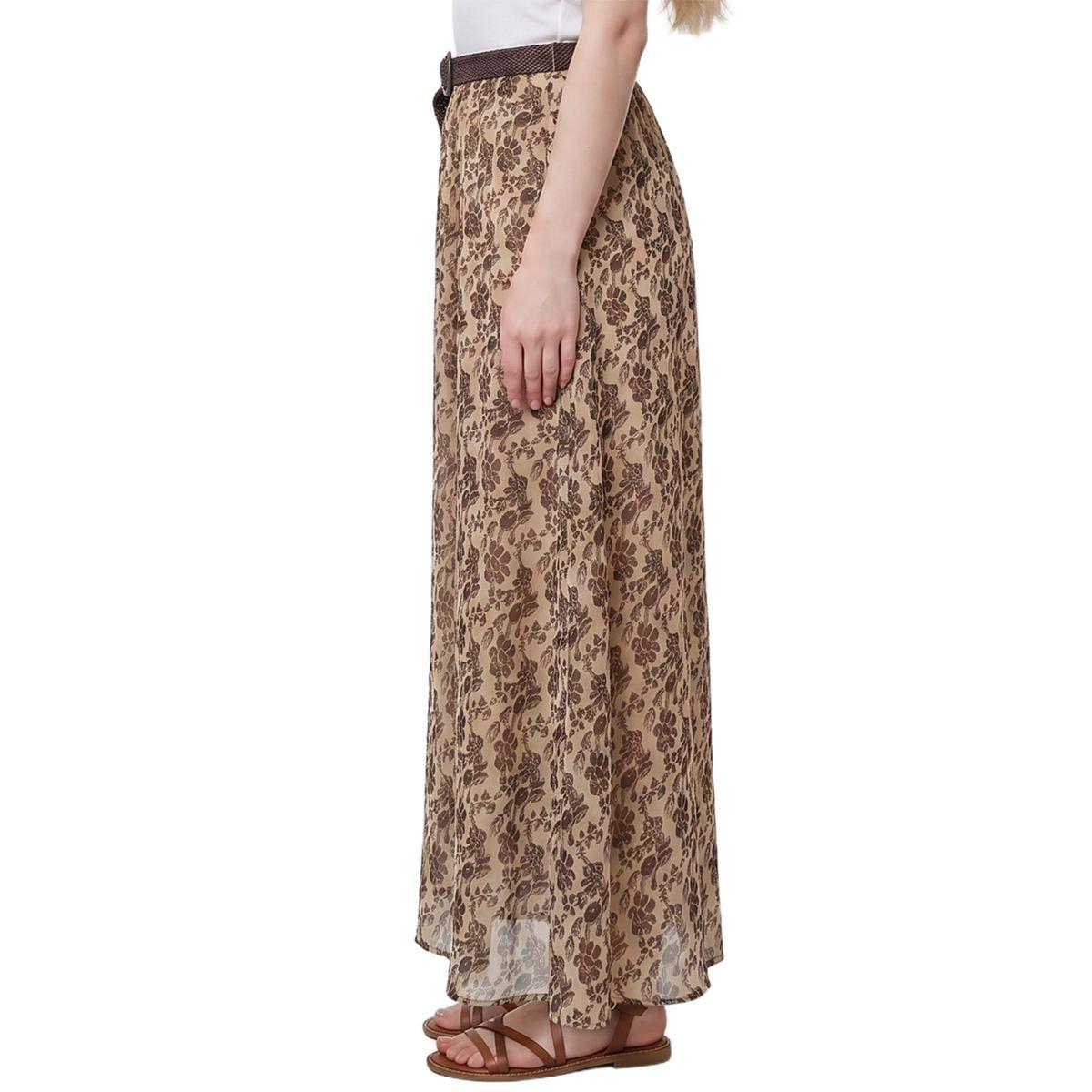 Womens NY Collection Belt Waist Chiffon Floral Maxi Skirt