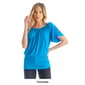 Womens 24/7 Comfort Apparel Short Sleeve Split Shoulder Blouse - image 3