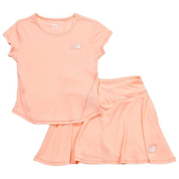 Girls (7-12) New Balance Short Sleeve Rib Top w/ Crossover Skort - image 