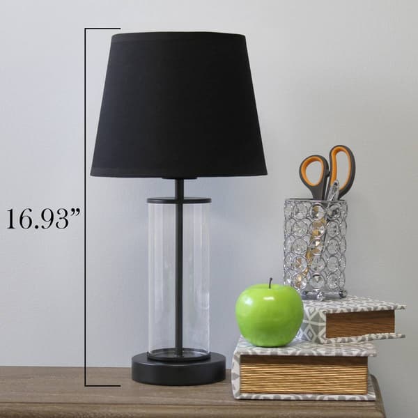 Simple Designs Encased Metal & Clear Glass Table Lamp