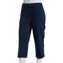 HDE Pull On Capri Pants For Women with Pockets Elastic Waist Cropped Pants  Navy Blue - S 