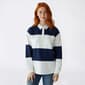 Juniors No Comment Fleece Striped Rugby Collar Sweatshirt - image 1