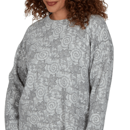 Petite Hearts of Palm Silver Linings Floral Swirl Sweater