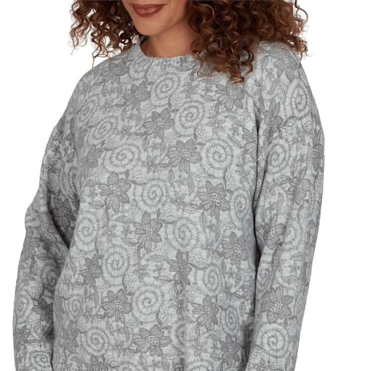 Petite Hearts of Palm Silver Linings Floral Swirl Sweater