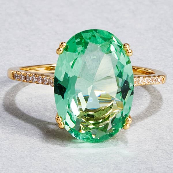 Ashley Cooper(tm) Gold-Tone Green Stone Pave Ring - image 