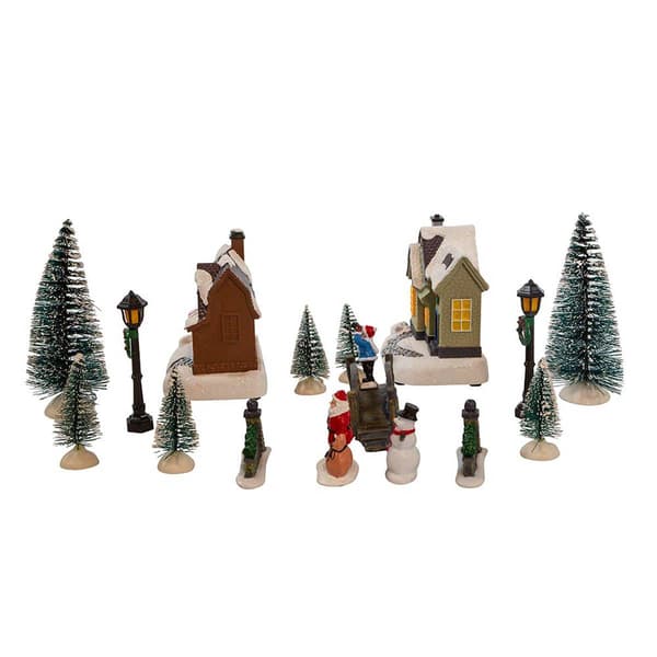 Kurt Adler 17pc. Battery-Operated Lit Christmas Village Set