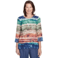 Womens Alfred Dunner Summer Solstice Tie Dye Stripe Blouse - image 1
