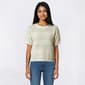 Juniors Pink Rose Short Sleeve Crewneck Cropped Pullover Sweater - image 1
