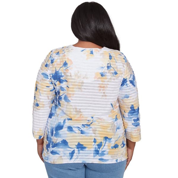 Plus Size Alfred Dunner Flower Power Knit Floral Texture Tee
