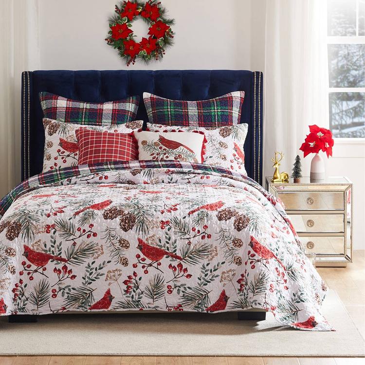 Greenland Home Fashions™ Cardinal Plaid Reversible Quilt Set
