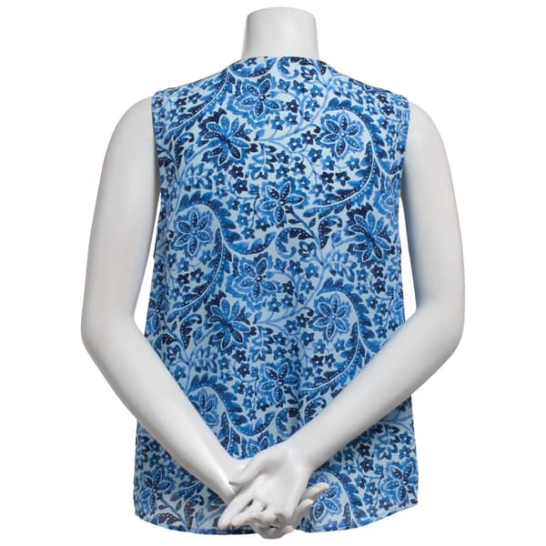 Womens Zac & Rachel Floral Vine V-Neck Pintuck Blouse