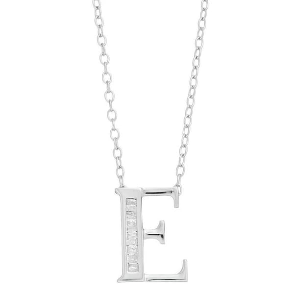 Diamond Classics(tm) 1/20ctw. Baguette Diamond E Initial Pendant - image 