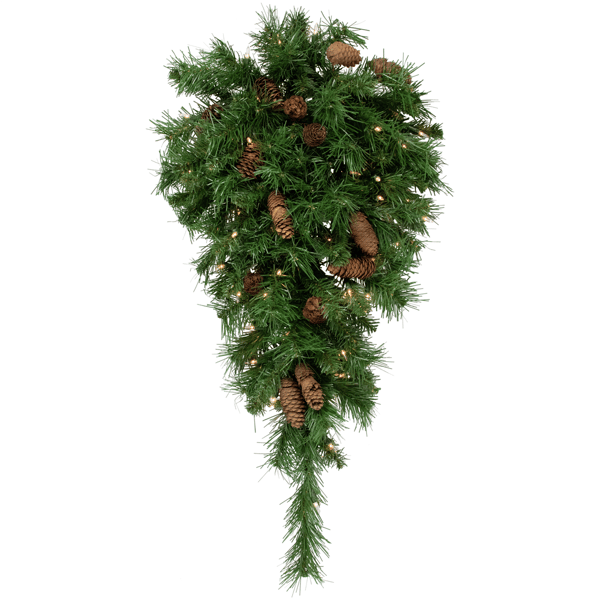 Northlight 30in. Pre-Lit Dakota Red Pine Christmas Teardrop Swag - image 