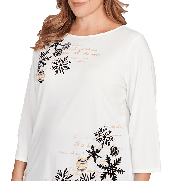 Plus Size Ruby Rd. Must Haves II Snowflake Script Tee