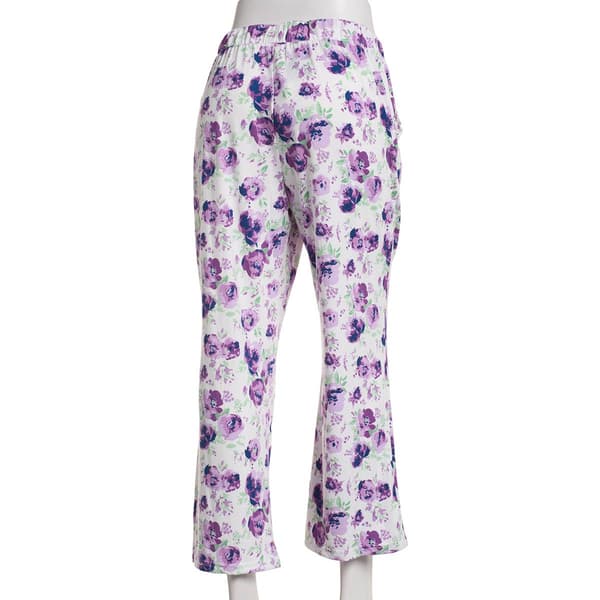 Womens MUK LUKS&#174; Purple Floral Cloud Knit Cropped Pajama Pants