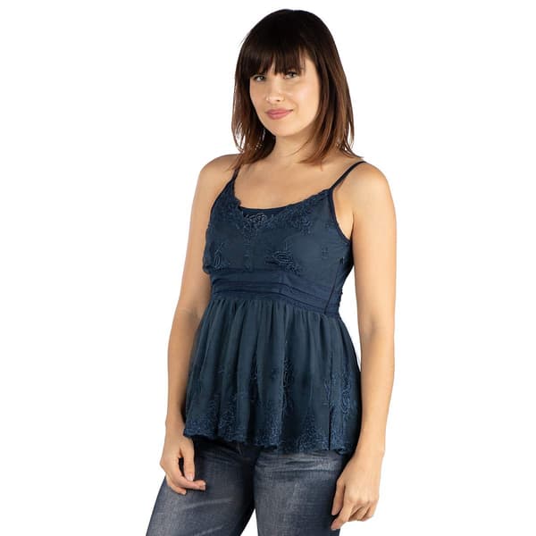 Womens 24/7 Comfort Apparel Navy Bohemian Empire Waist Tank Top