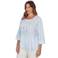 Plus Size Hearts of Palm Aqua Fresh 3/4 Sleeve Palm Tree Tee - image 3