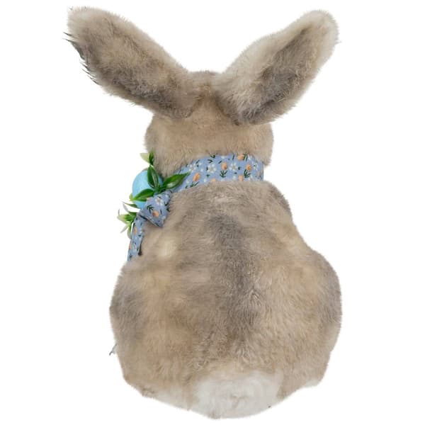 Northlight Seasonal Plush Rabbit with Blue Bow Easter Figurine