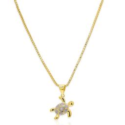 Gianni Argento Gold over Sterling Diamond Accent Turtle Pendant