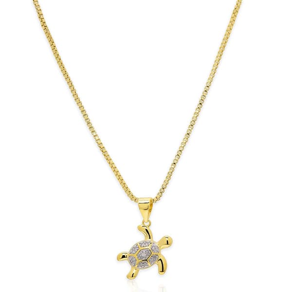 Gianni Argento Gold over Sterling Diamond Accent Turtle Pendant - image 