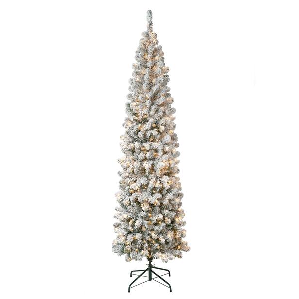 National Tree 7.5ft Acacia Pencil Slim Flocked Christmas Tree - image 