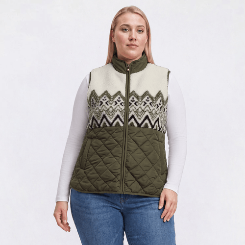 Plus Size Erika Quilted Sherpa Geometric Vest