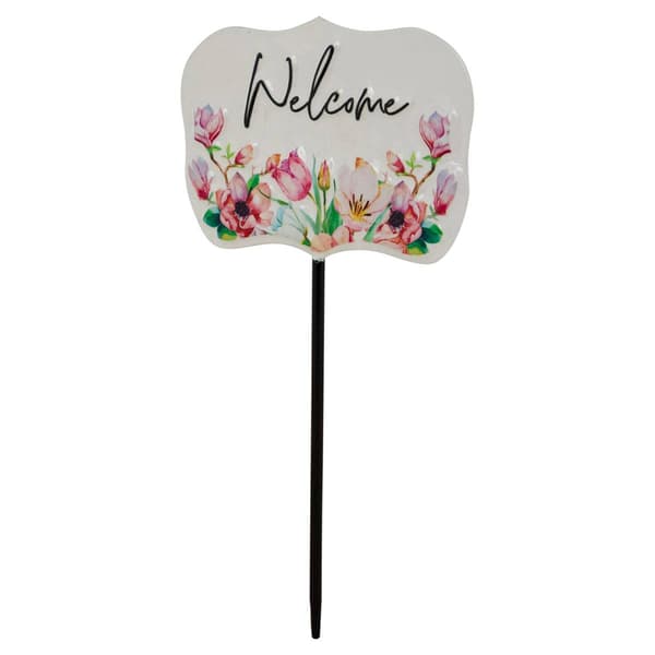 Northlight Seasonal Floral Welcome Outdoor Metal Garden Stake