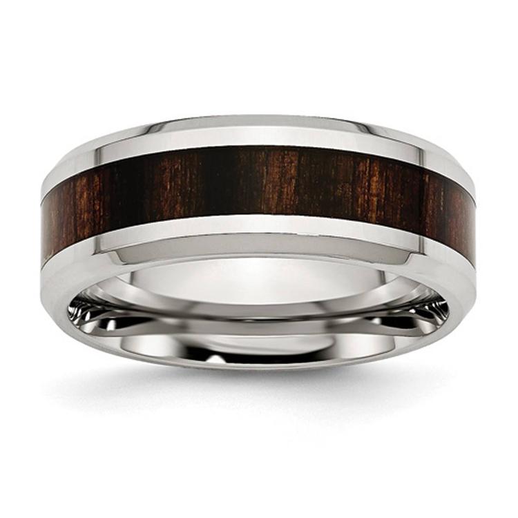 Mens Gentlemen's Classics(tm) Black Wood Enamel Inlay Wedding Band