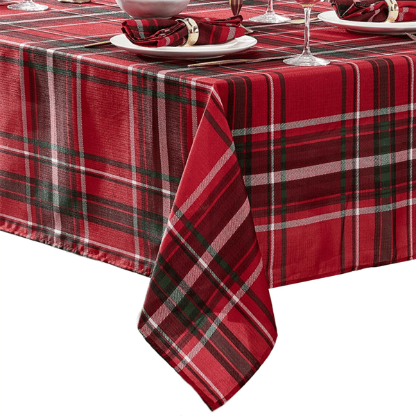 Threadmade Pocono Plaid Holiday Fabric Tablecloth - image 