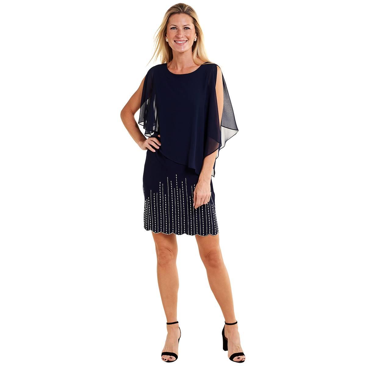 mini dress for bridal shower White Bachelorette Party or L Designed to skim the MAXI SKIRT Simple Dark Blue Chiffon EU/UK Size:14