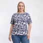 Plus Size Hasting & Smith Cuffed Elbow Sleeve Leaf Tropical Tee - image 1